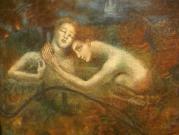 Valentine Hugo Composizione con paesaggio parigino e due personaggi 1930 ca.